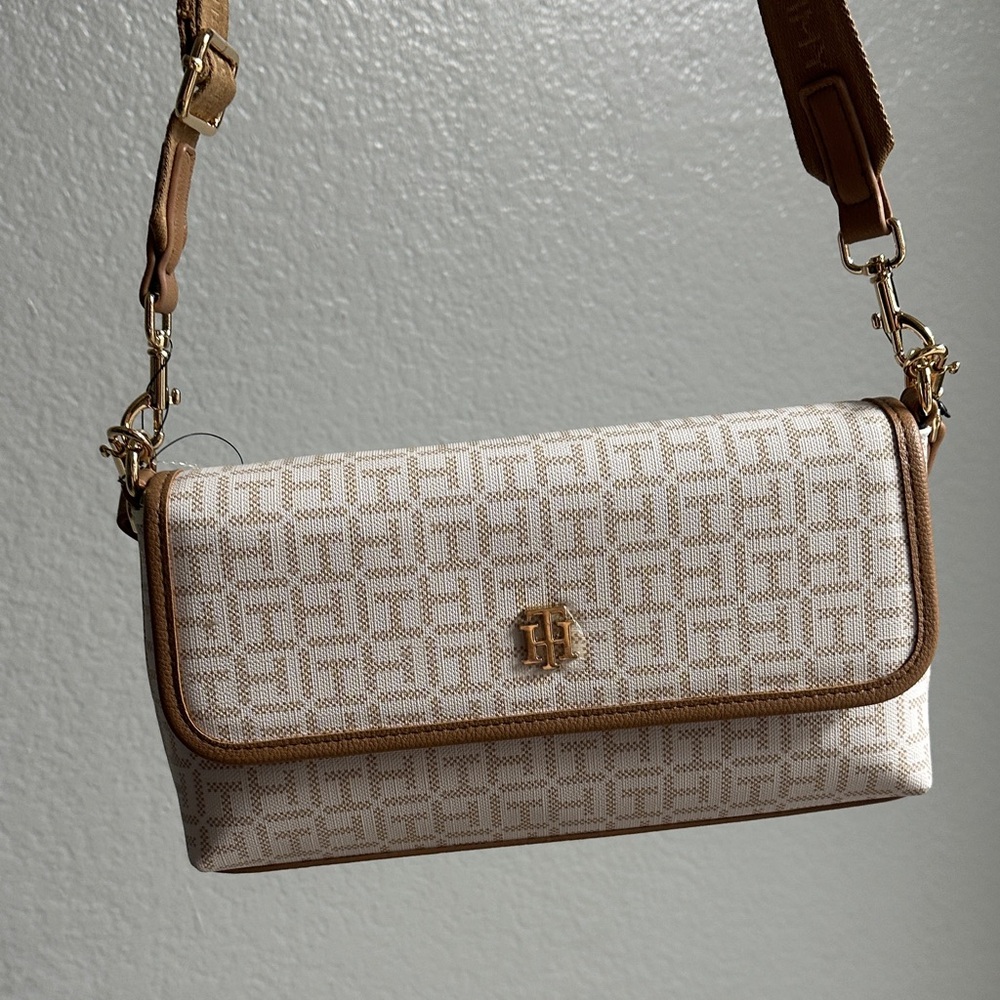 Tommy Hilfiger Beige and Brown Crossbody Bag